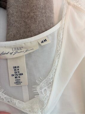 H&M Ivory Lace Trim White Cami